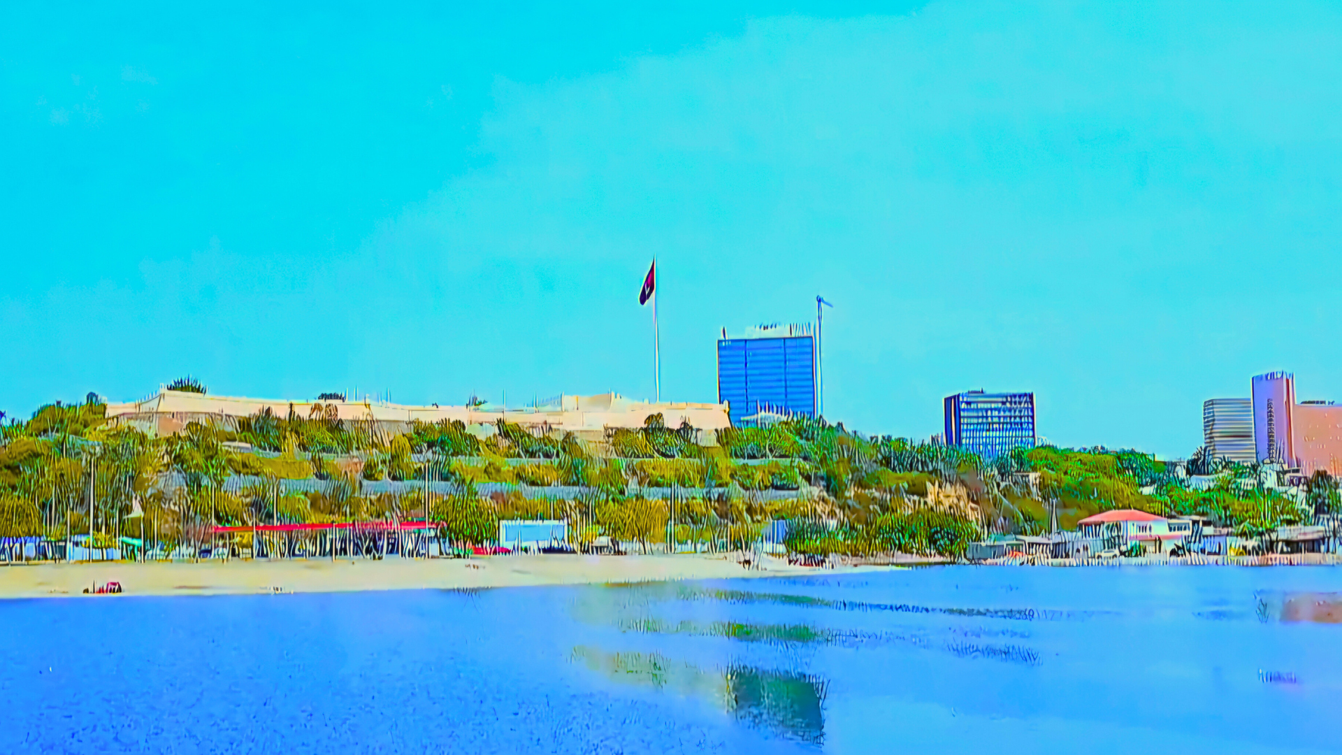 São Miguel Fortress ramparts overlooking Luanda Bay