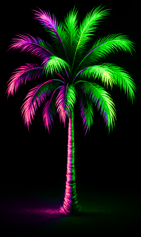 Neon palm tree logo of LuandaGuide