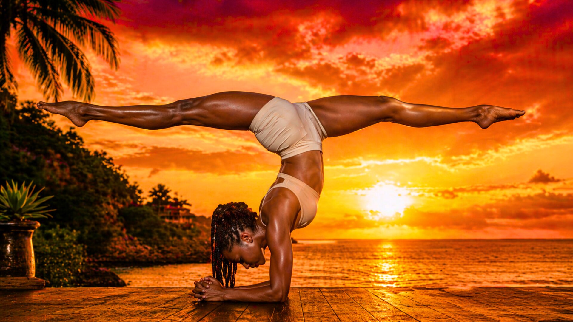 Yoga by the beach in Luanda
